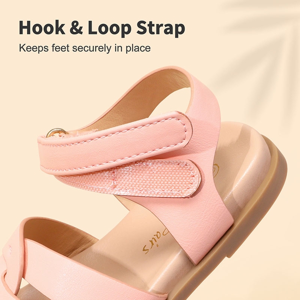 Girls Ankle Strap Strappy Flat Sandals - PINK PU - 3